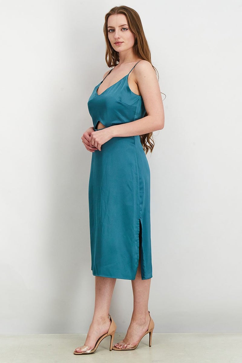 Sam Edelman Women Plain Sleeveless Midi Dress, Industrial Green - Image 3